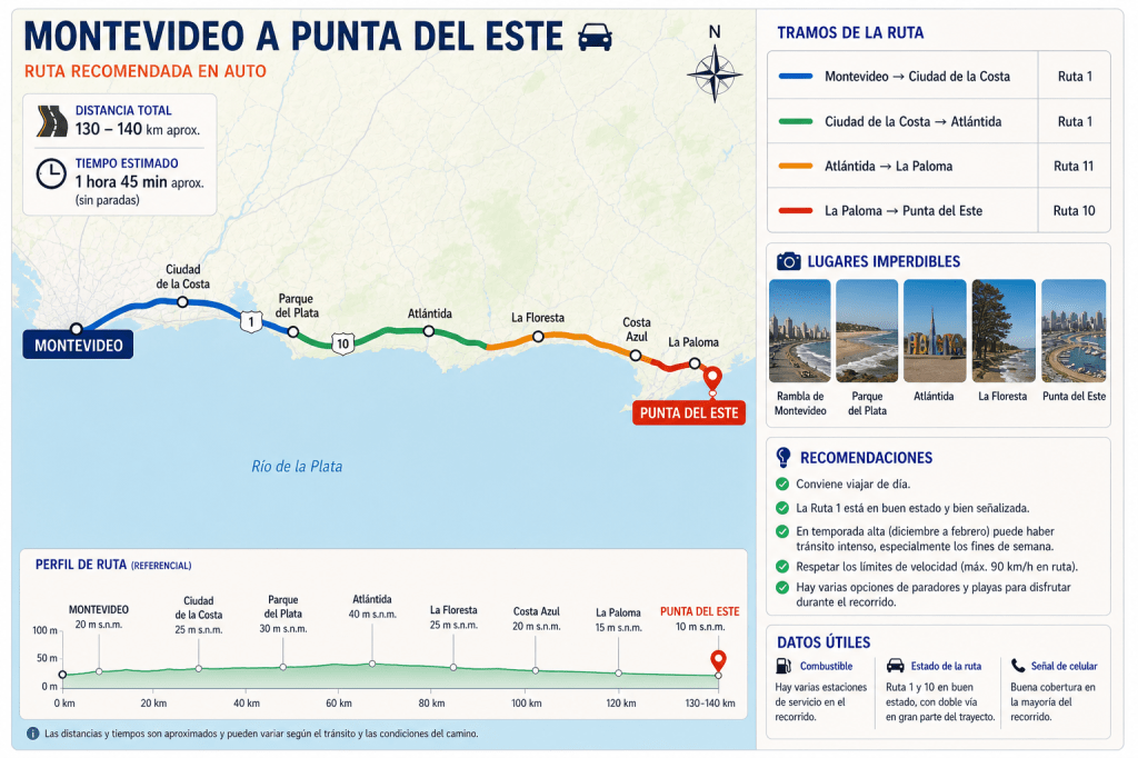 ruta Montevideo a Punta del Este.